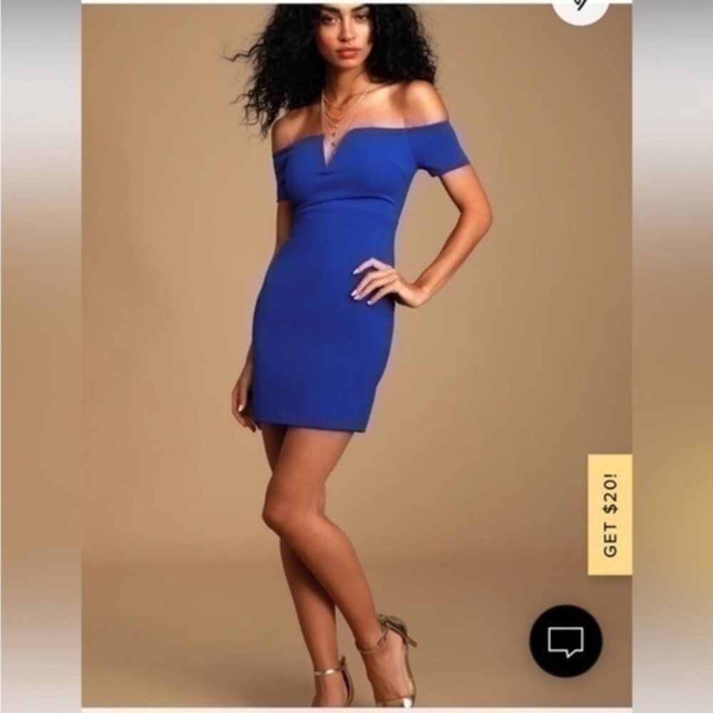 Lulu’s Cheers To This Cobalt Blue Off-The-Shoulder Bodycon Dress